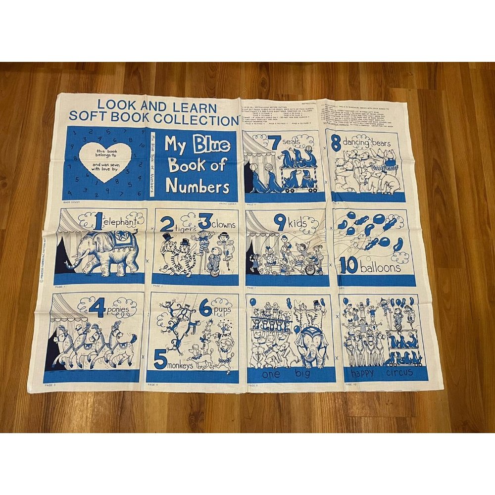Princess Fabric Cut & Sew Blue Book Of Numbers  Soft Book Quilt Squares